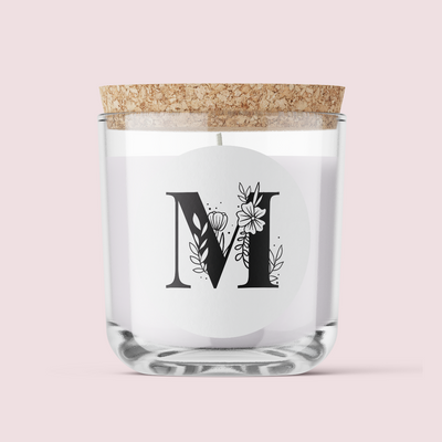 Floral Initials - Letter M - ROUND