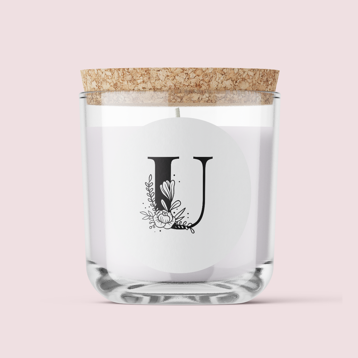 Floral Initials - Letter U - ROUND