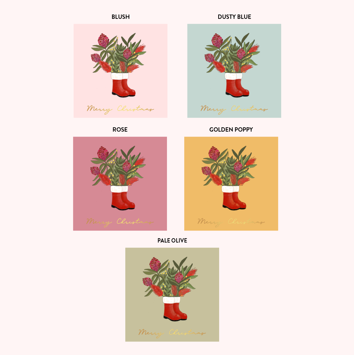 Jess Walker Merry Christmas Floral Boots Label Pack - SQUARE