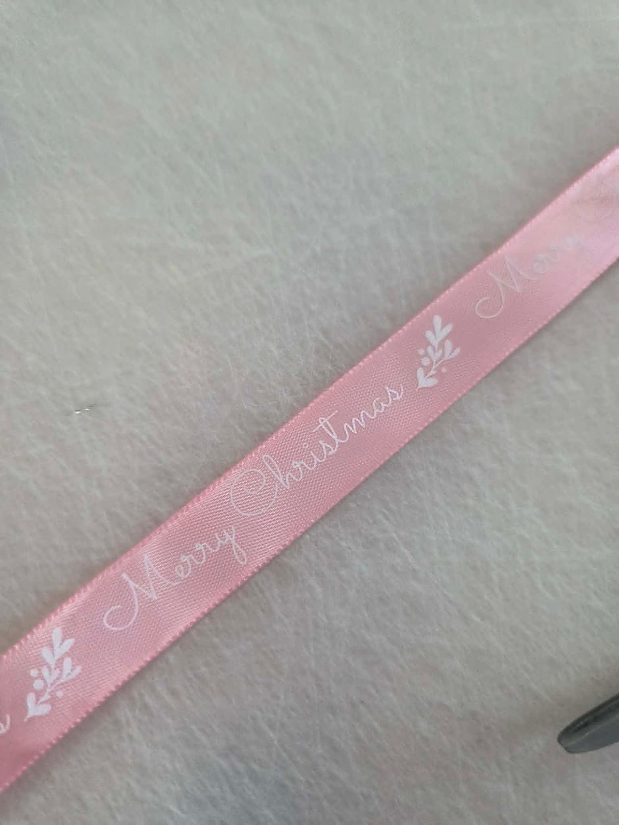Ribbon 15mm white on Pink Premade Ribbon (WHILE STOCKS LAST)