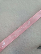 Ribbon 15mm white on Pink Premade Ribbon (WHILE STOCKS LAST)