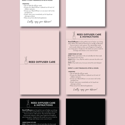 Reed Diffuser Care Card Templates