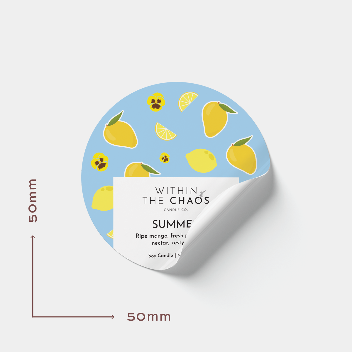 50mm Round Vinyl Labels - Popular Sizes
