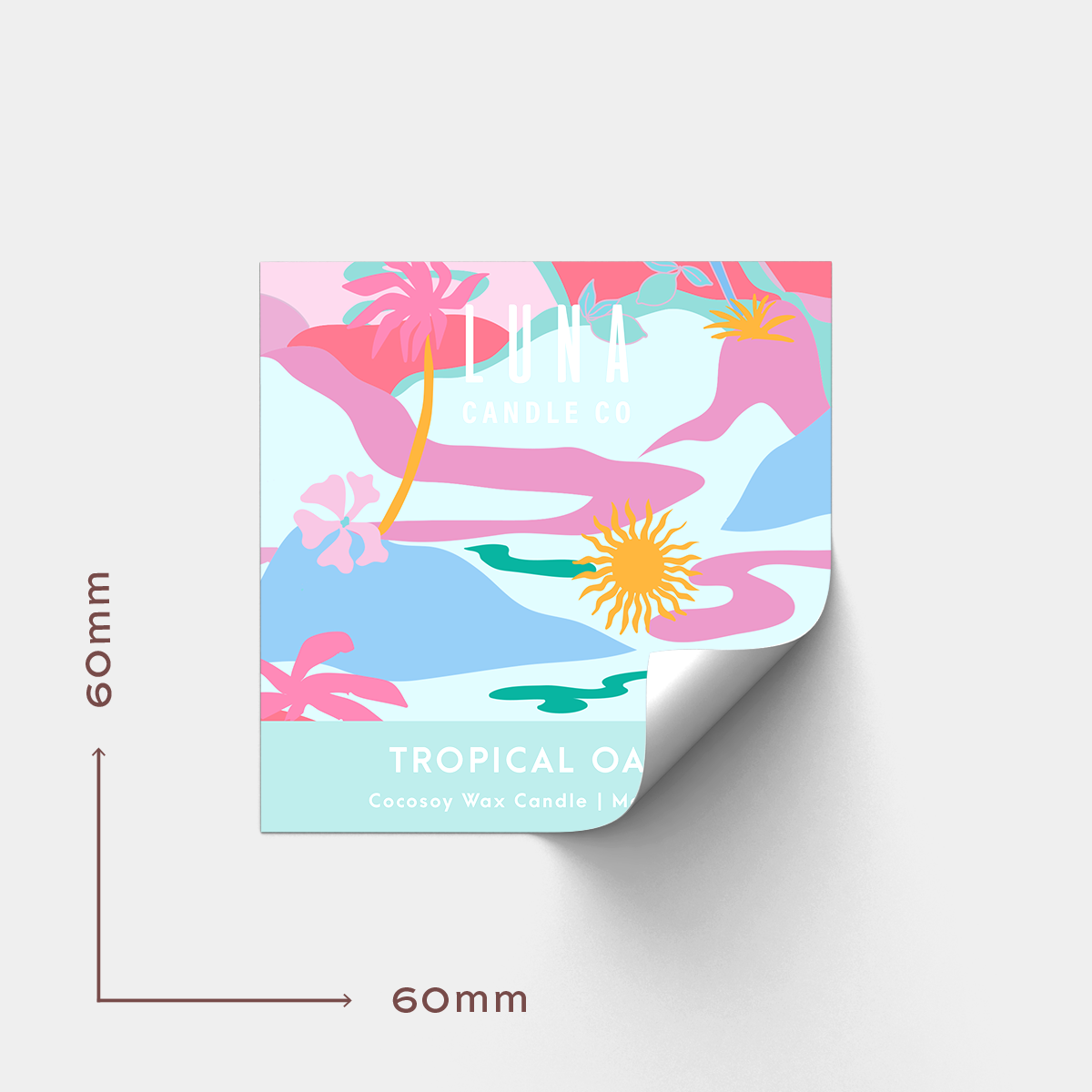 60mm Square Vinyl Labels - Popular Sizes