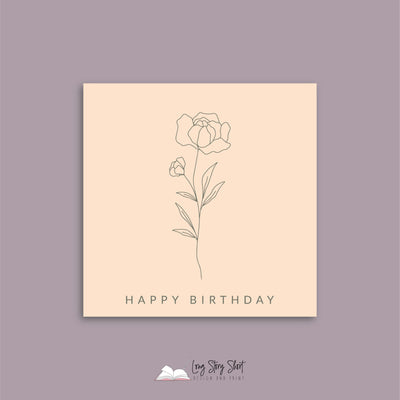 Cream Botanical Happy Birthday Vinyl Label Pack