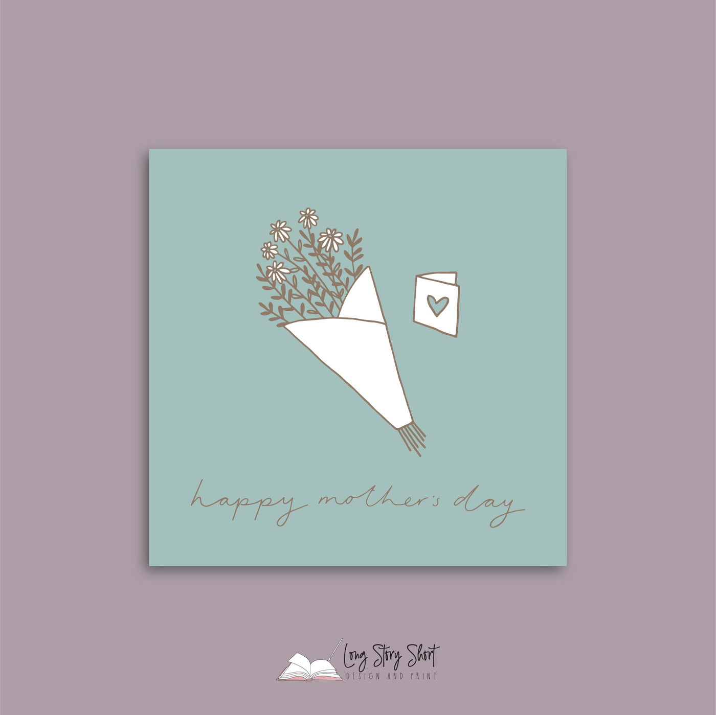 Dusty Teal Bouquet Mothers Day Vinyl Label Pack