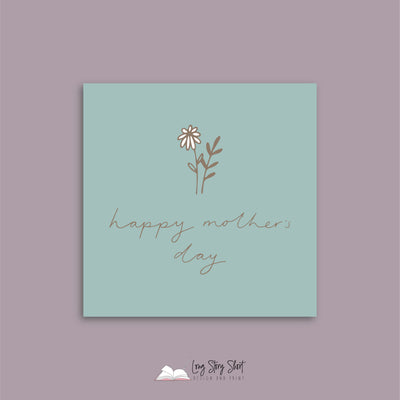Dusty Teal Stem Mothers Day Vinyl Label Pack