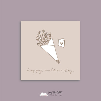 Taupe Bouquet Mothers Day Vinyl Label Pack