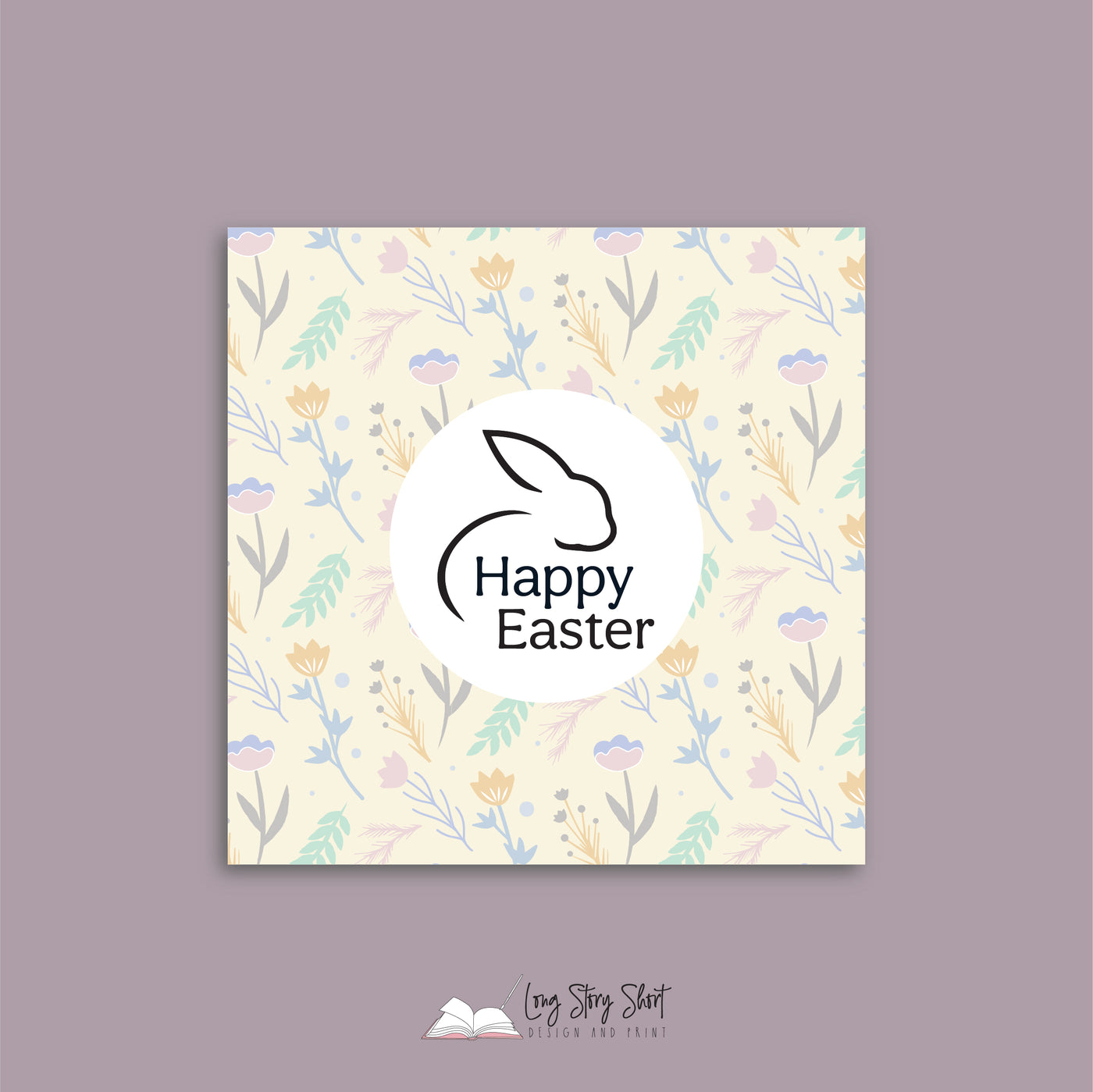 Happy Easter Floral Vinyl Label Pack (Square)