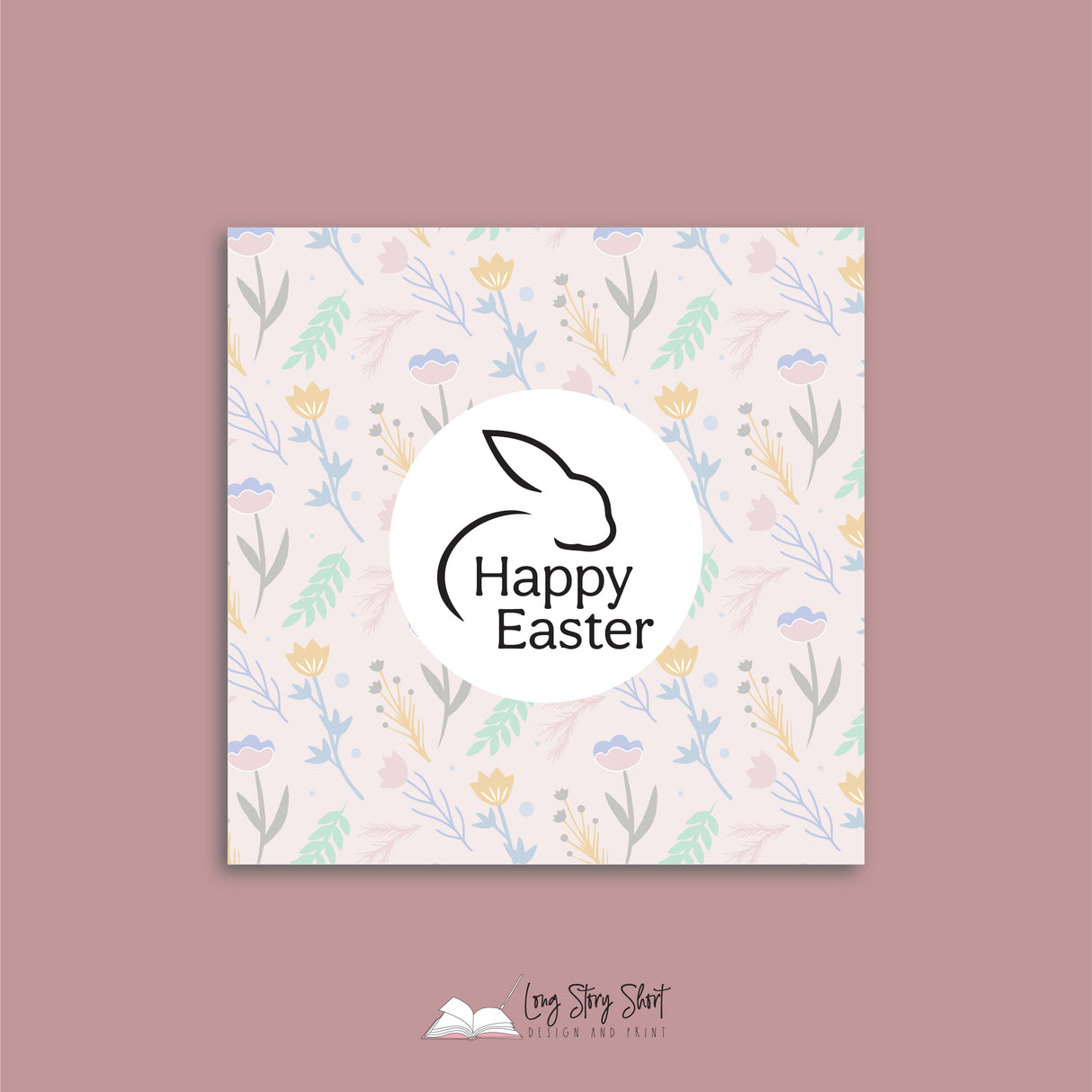 Happy Easter Floral Vinyl Label Pack (Square)