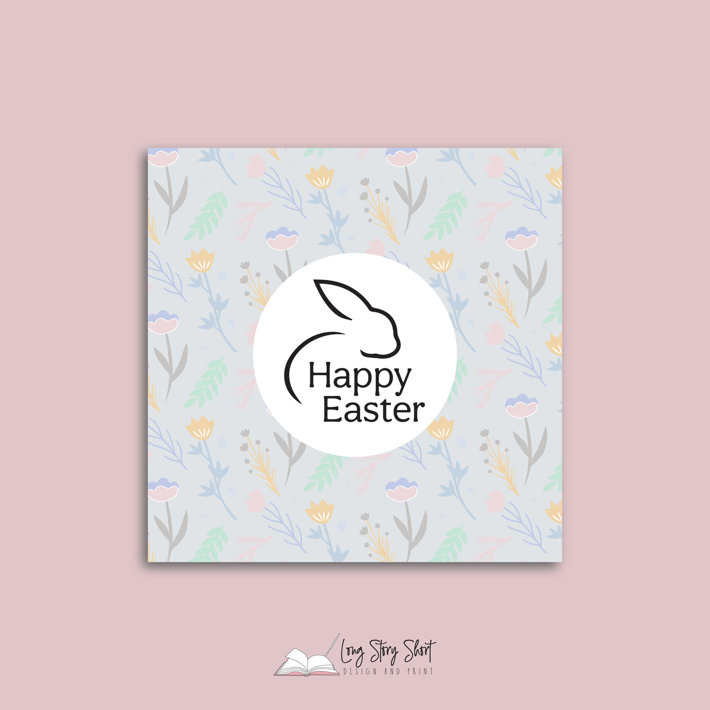 Happy Easter Floral Vinyl Label Pack (Square)