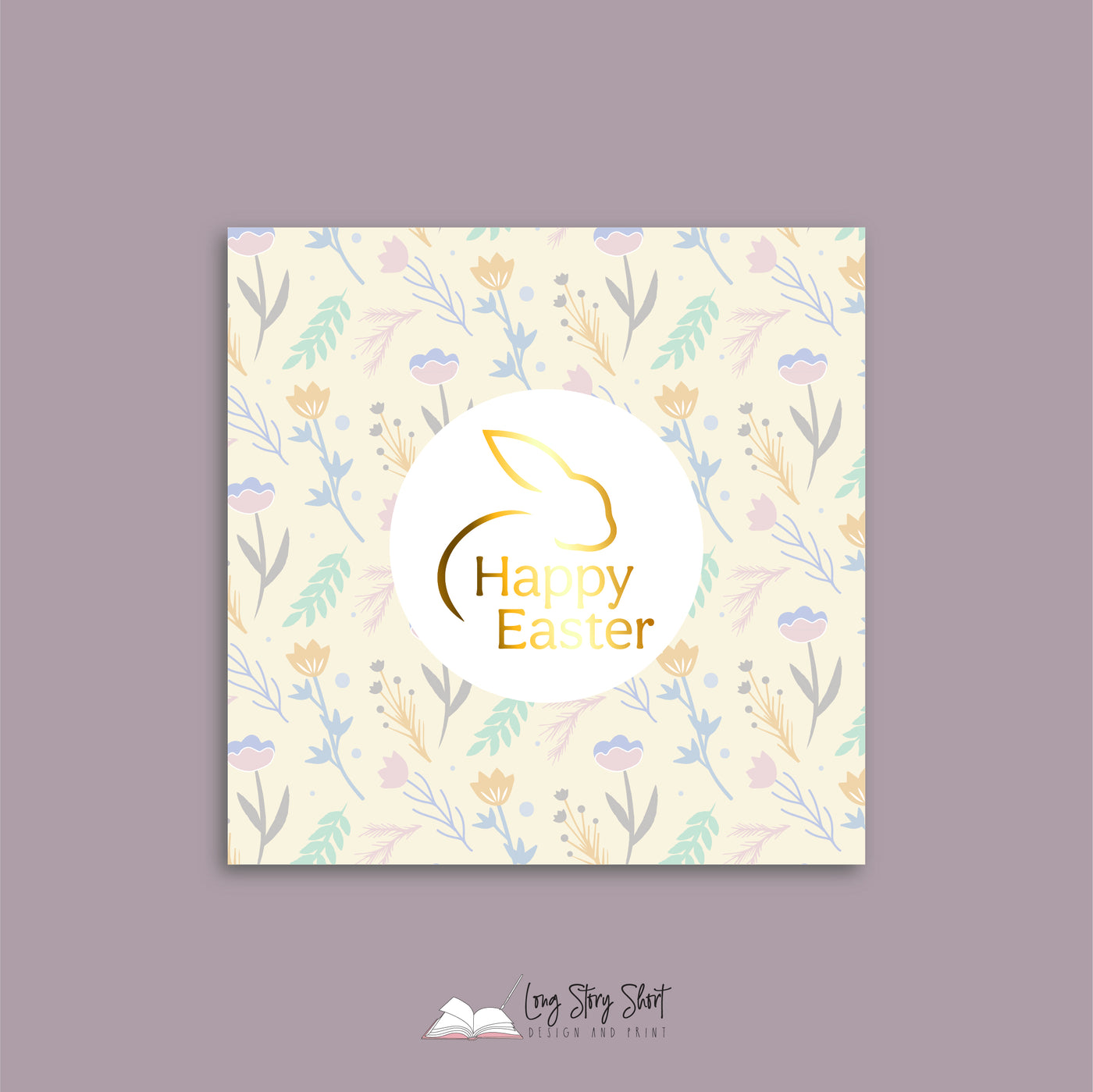 Happy Easter Floral Vinyl Label Pack (Square)