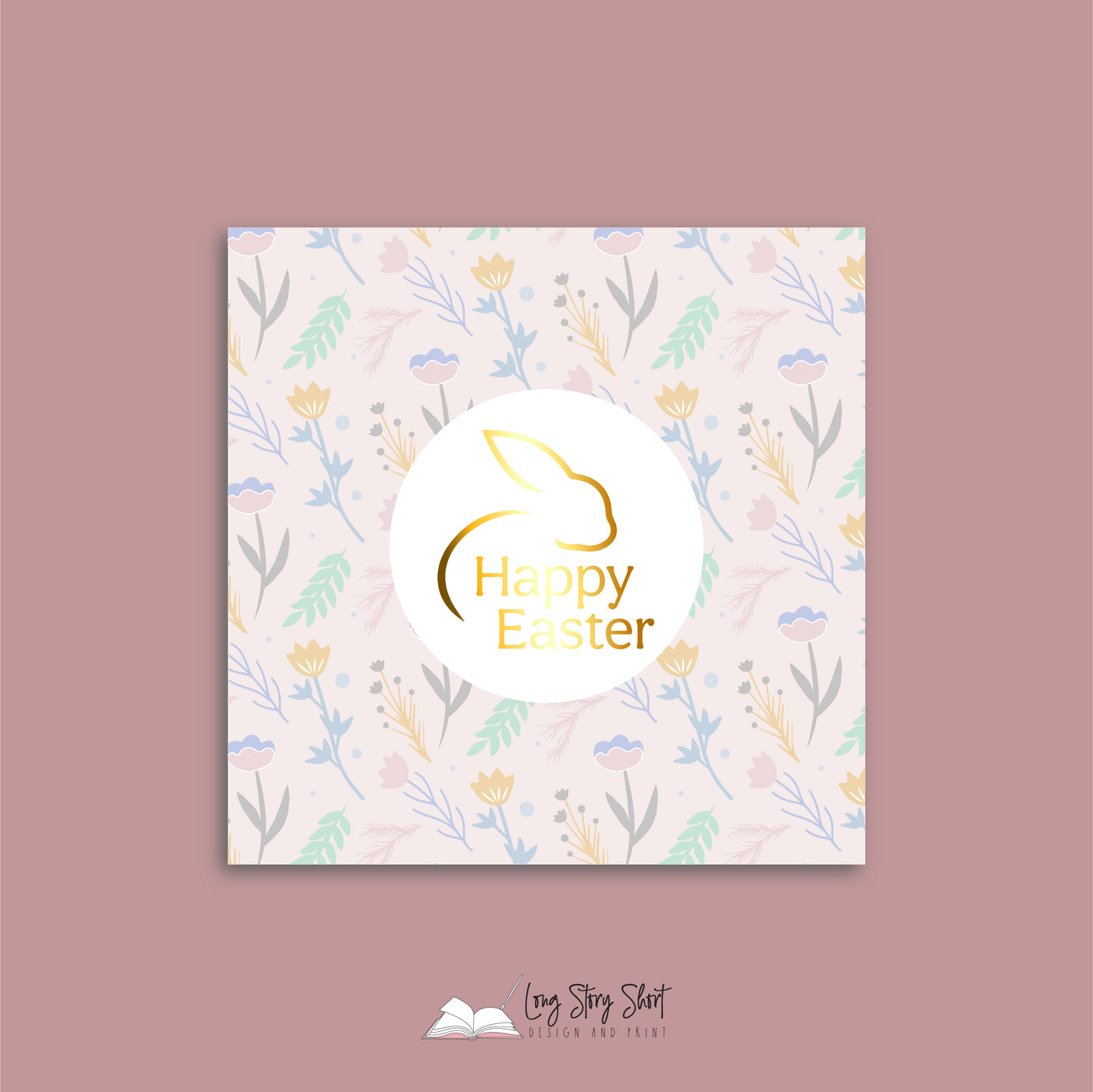 Happy Easter Floral Vinyl Label Pack (Square)