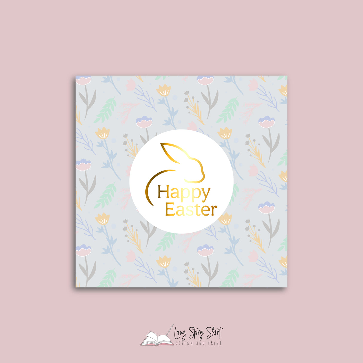 Happy Easter Floral Vinyl Label Pack (Square)