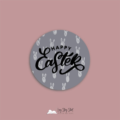 Happy Easter Bunny Pattern Vinyl Label Pack (Round) Matte/Gloss/Foil