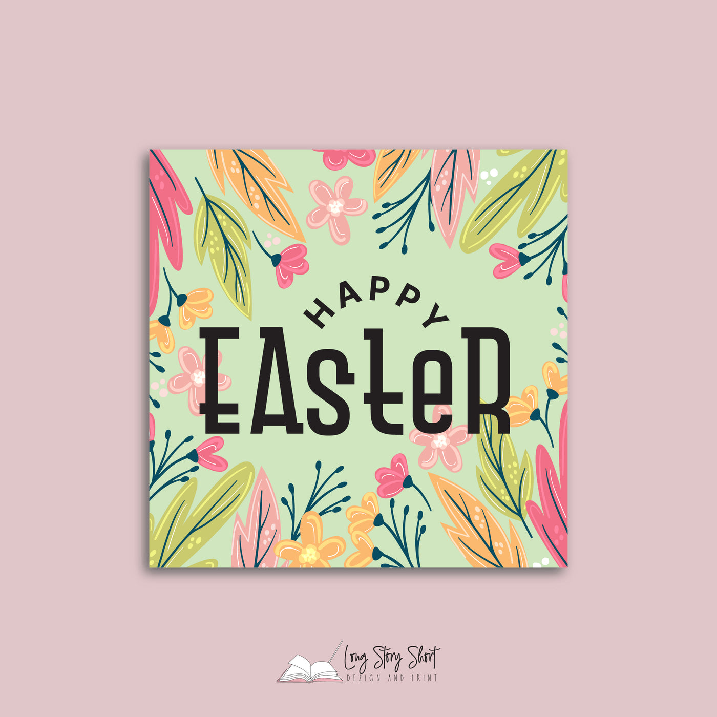 Happy Easter Flower Vinyl Label Pack Square Matte/Gloss/Foil