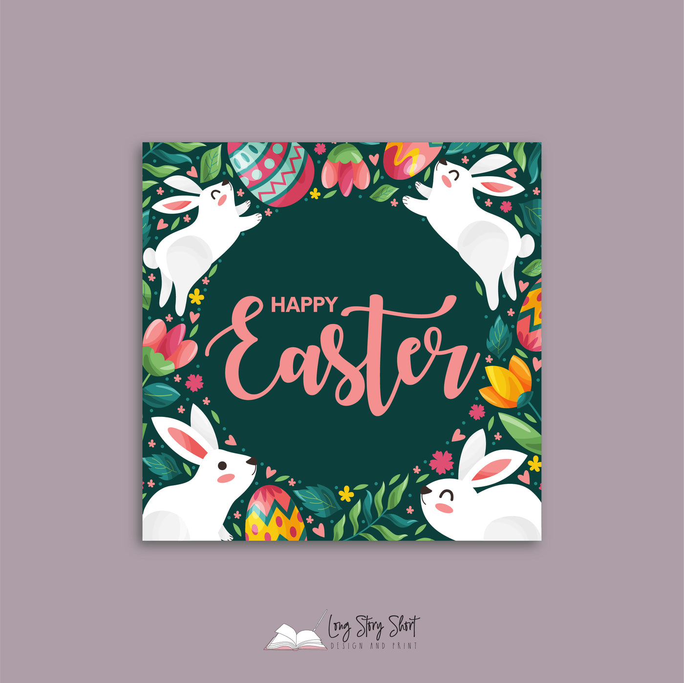 Happy Easter Bunny Hop Vinyl Label Pack (Square) Matte/Gloss/Foil