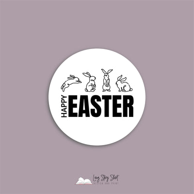 Happy Easter White Vinyl Label Pack (Round) Matte/Gloss/Foil