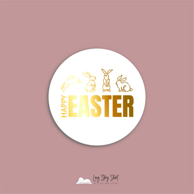 Happy Easter White Vinyl Label Pack (Round) Matte/Gloss/Foil