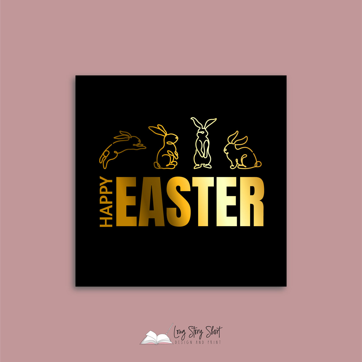 Happy Easter Black Vinyl Label Pack (Square) Matte/Gloss/Foil