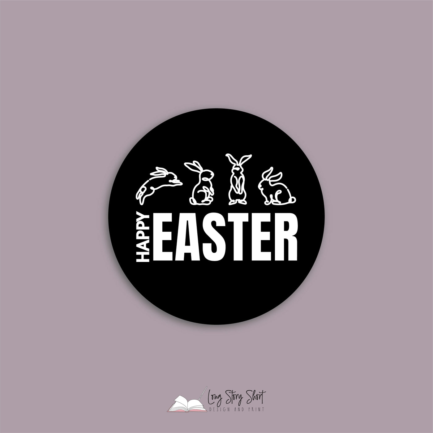 Happy Easter Black Vinyl Label Pack (Round) Matte/Gloss/Foil