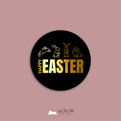 Happy Easter Black Vinyl Label Pack (Round)