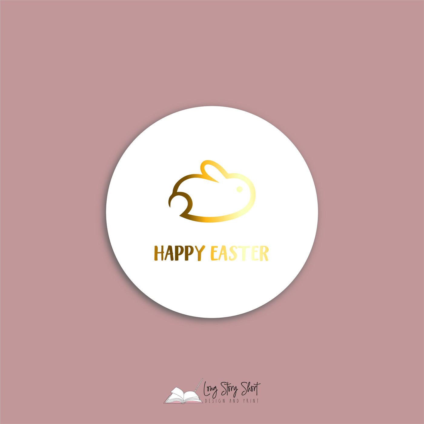Happy Easter 3 Bunnies Vinyl Label Pack (Round) Matte/Gloss/Foil