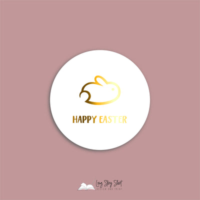 Happy Easter 3 Bunnies Vinyl Label Pack (Round) Matte/Gloss/Foil