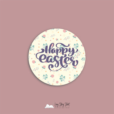 Happy Easter Sweet Flowers Vinyl Label Pack (Round) Matte/Gloss/Foil