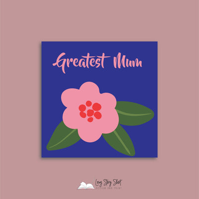 You are the best mum Pink Flower Square Vinyl Label Pack