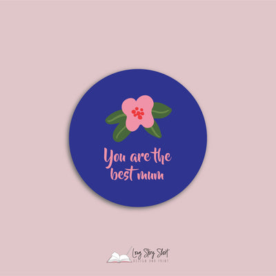You are the best mum Pink Flower Round Vinyl Label Pack