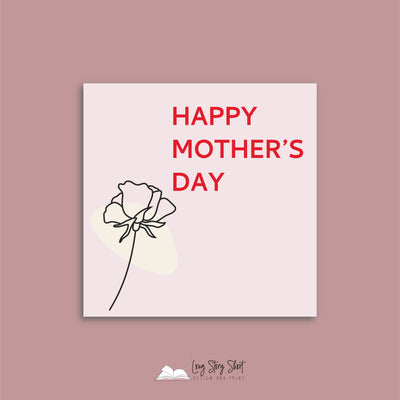 Happy Mother's Day lineart rose Square Vinyl Label Pack