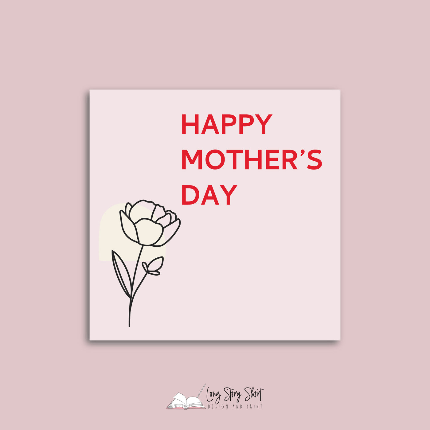 Happy Mother's Day lineart rose Square Vinyl Label Pack