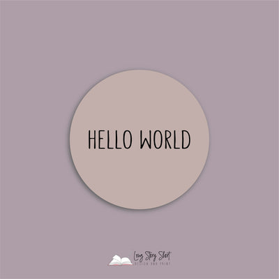 Baby Shower Hello World Round Vinyl Label Pack