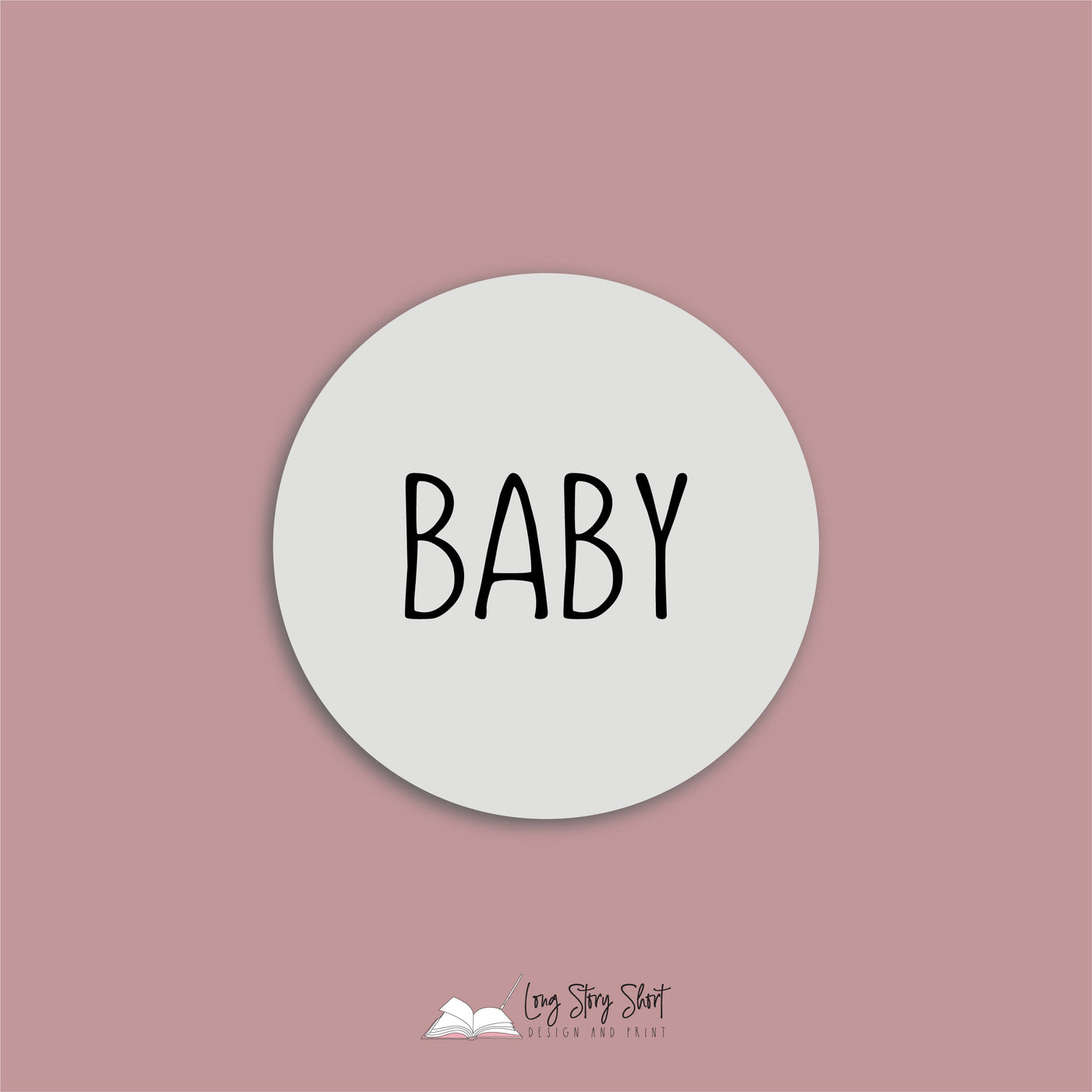 Baby Shower Hello World Round Vinyl Label Pack