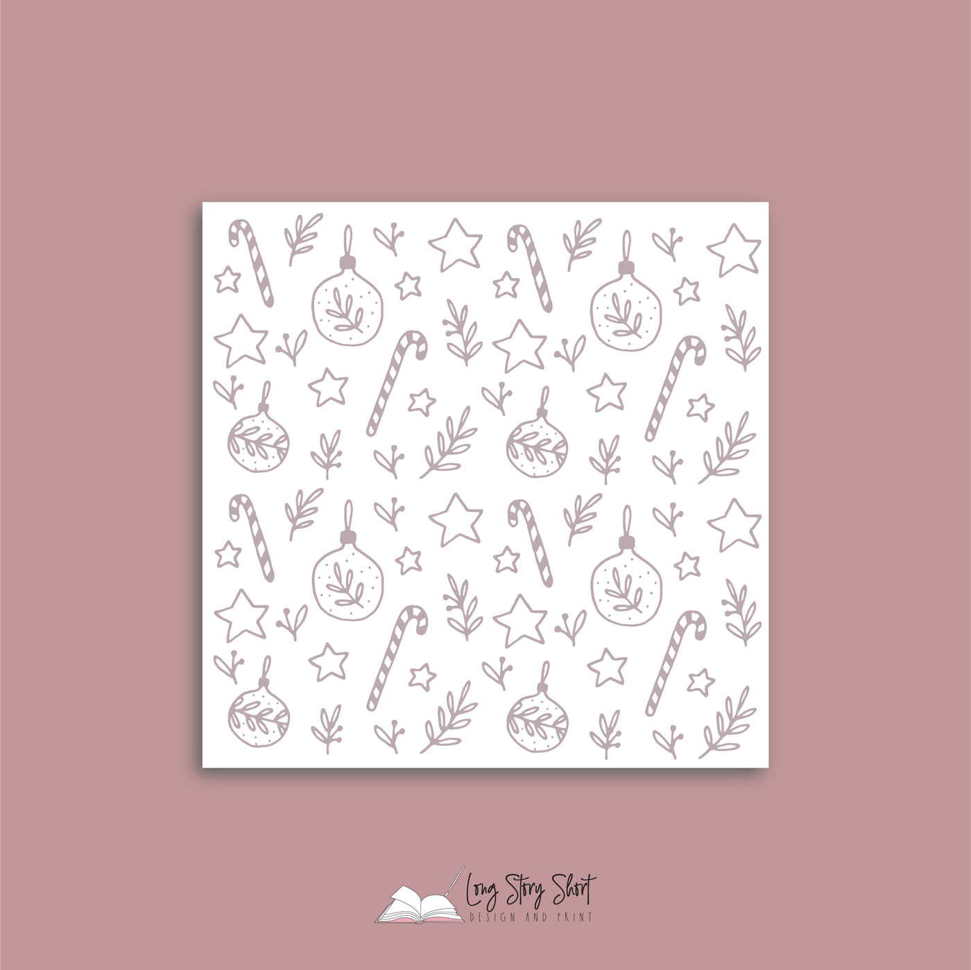 Muted Plum Illustrated Happy Holidays Vinyl Label Pack Square Matte/Gloss