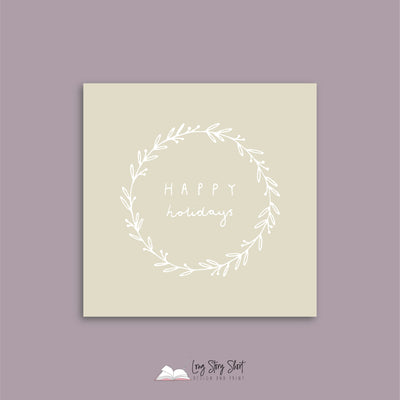 Muted Yellow Illustrated Happy Holidays Vinyl Label Pack Square Matte/Gloss