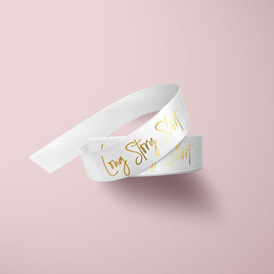 Biodegradable Custom Printed Ribbon - White x 50 meters (Satin)