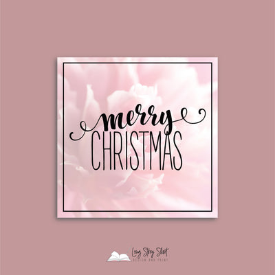 Pink Floral Christmas Vinyl Label Pack Square Matte/Gloss