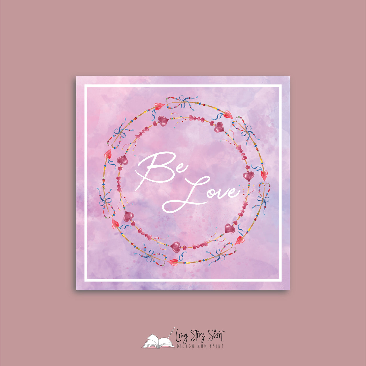 The Boho BE Range. Pink Watercolour Square Vinyl Label Pack