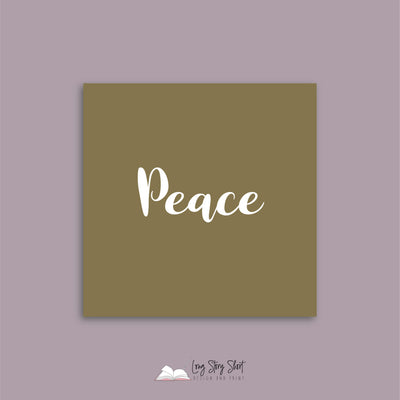 Peace Joy Love Mustard Christmas Vinyl Label Pack Square Matte/Gloss