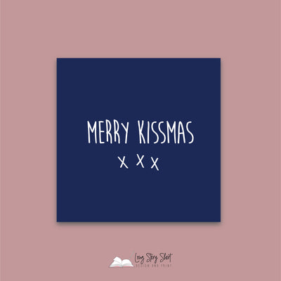 Merry Kissmas Navy Christmas Vinyl Label Pack Square Matte/Gloss