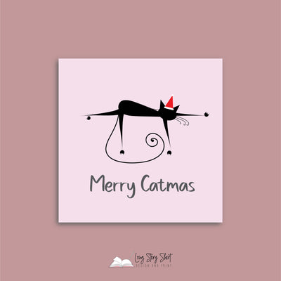 Merry Catmas Pink Christmas Vinyl Label Pack Square Matte/Gloss