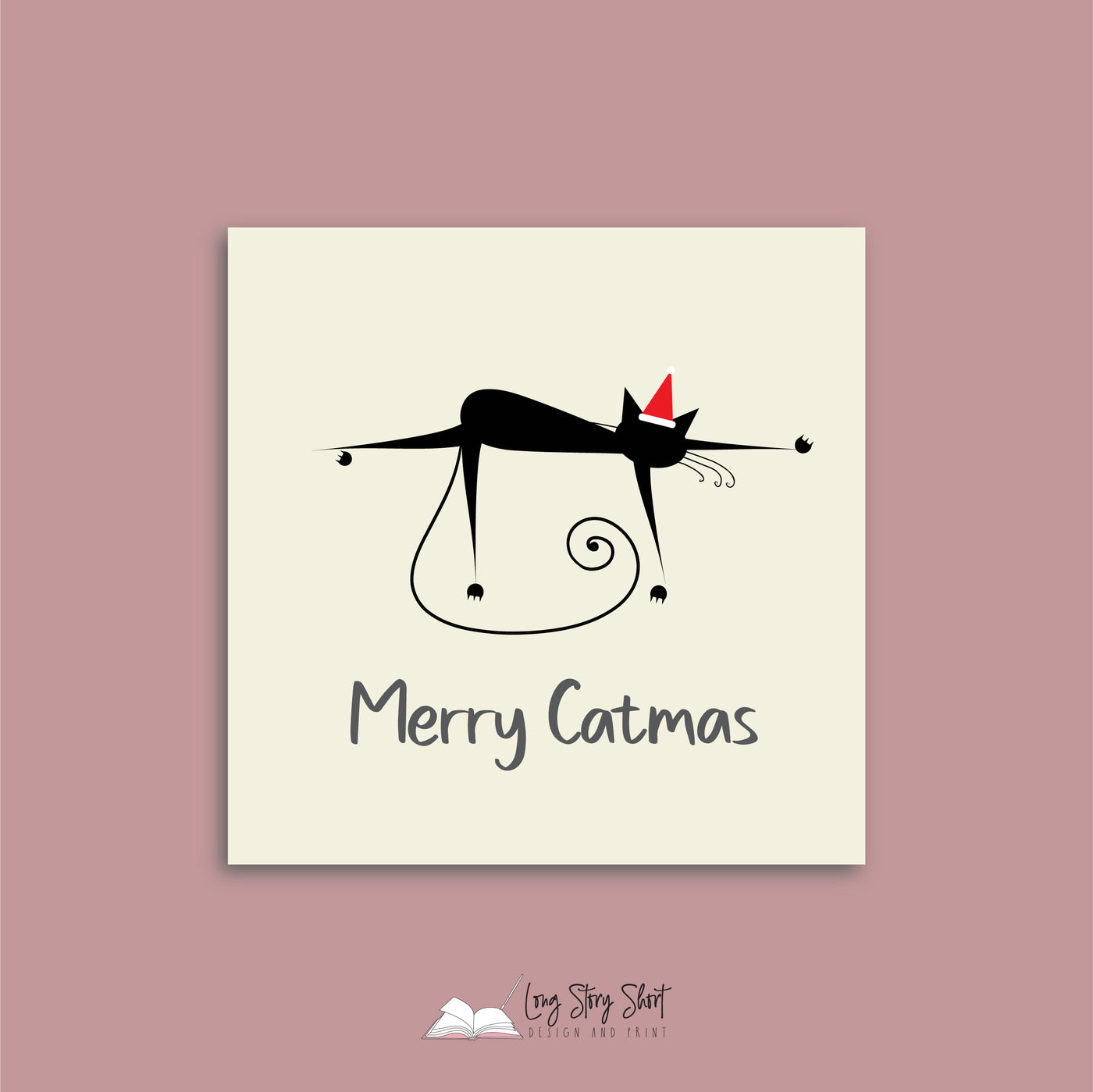 Merry Catmas Cream Christmas Vinyl Label Pack Square Matte/Gloss