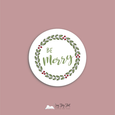 Christmas Wreath Vinyl Label Pack Round Matte/Gloss