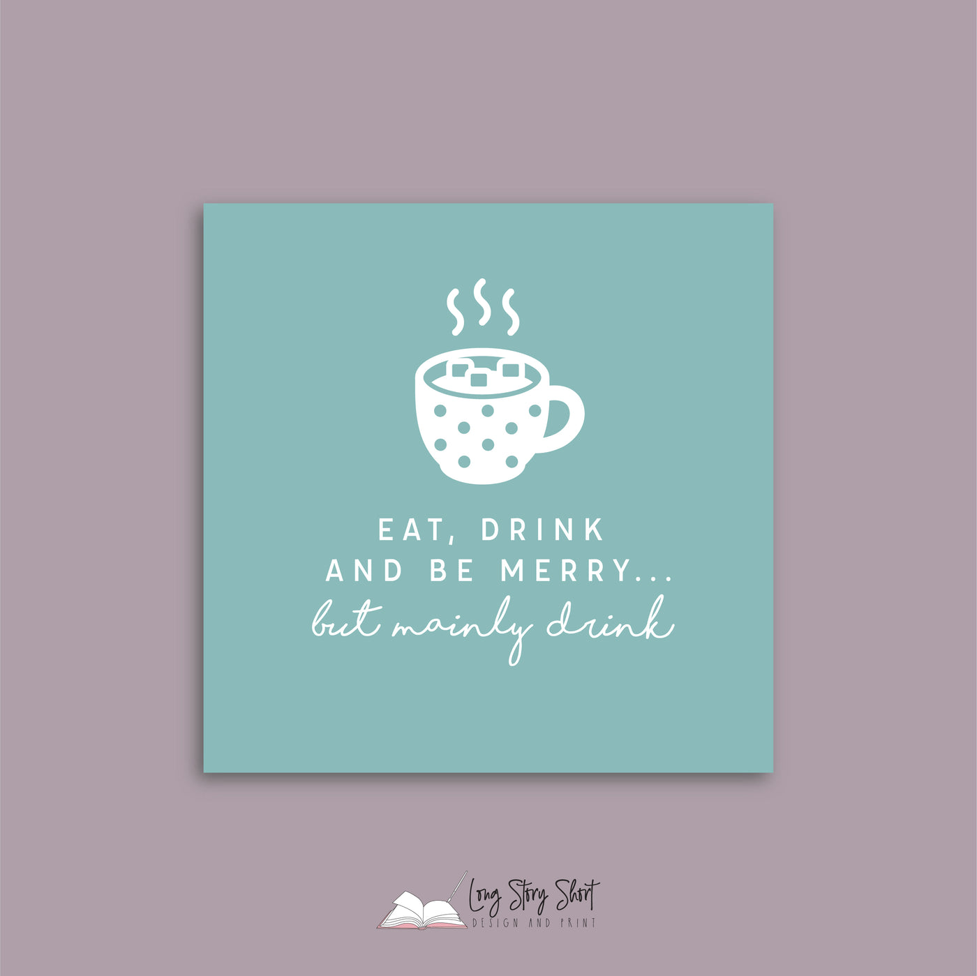 Mainly Drink Christmas Teal Vinyl Label Pack Square Matte/Gloss