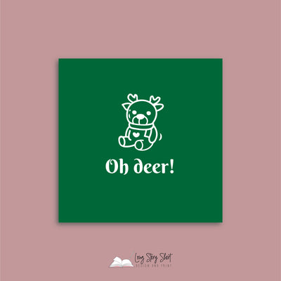 Oh Deer Green Christmas Vinyl Label Pack Square Matte/Gloss