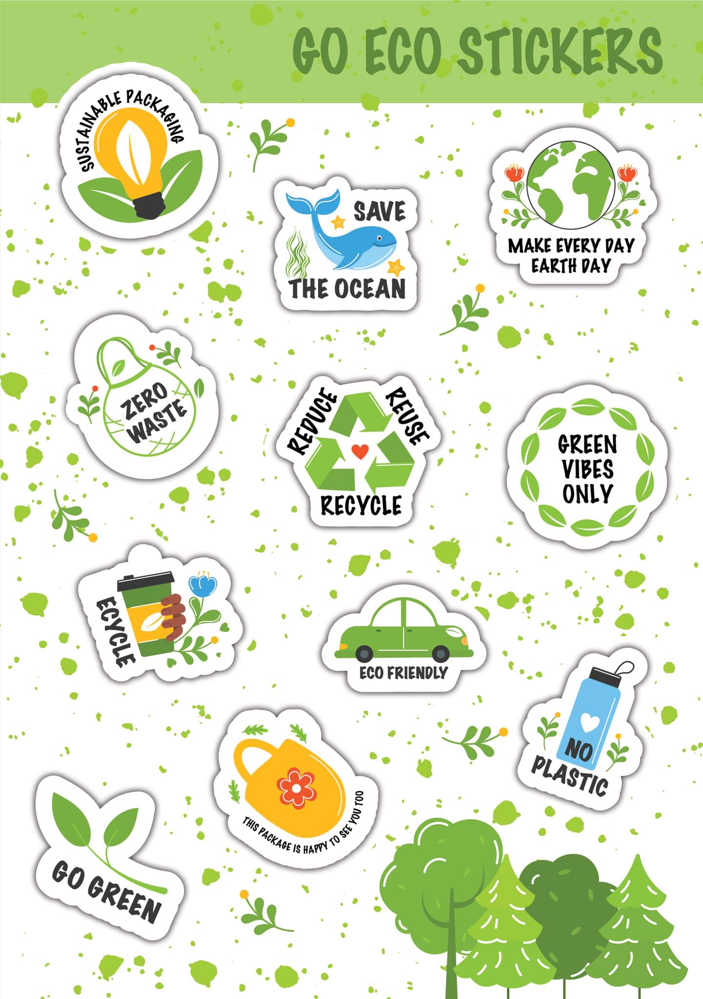 Go Green a5 Sticker Sheet Pack (Eco Matte Vinyl)