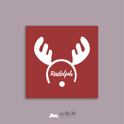 Reindeer Names Christmas Vinyl Label Pack Square Matte/Gloss