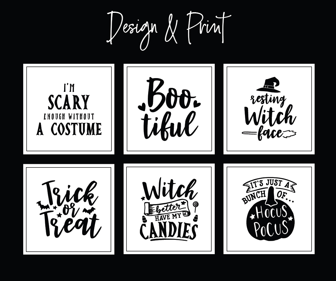 White Halloween Vinyl Square Label Pack
